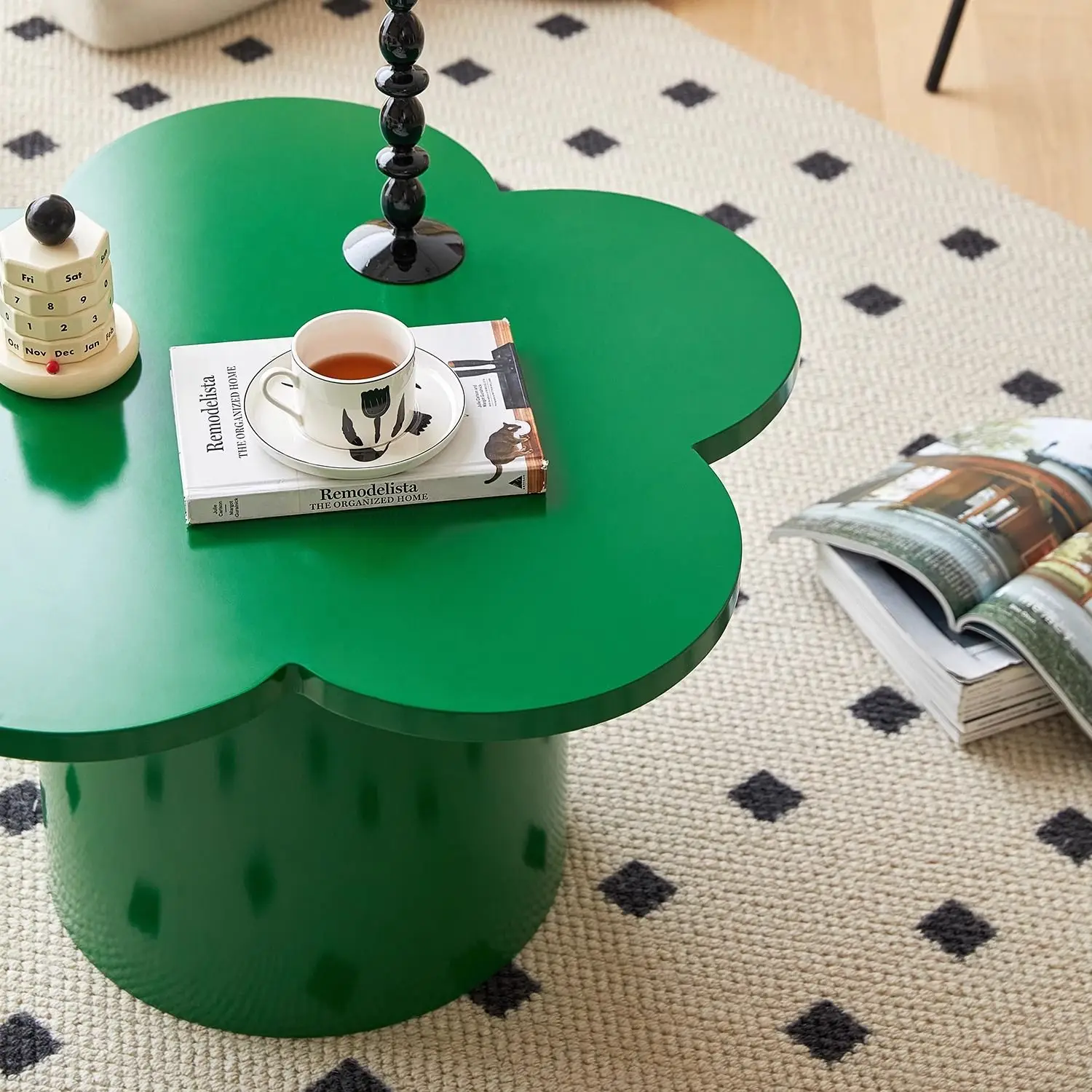 Mesa de centro de flores nórdicas em formato especial, casa, sala de estar, simples, verde, pequeno apartamento, designer, criativa, mesa baixa