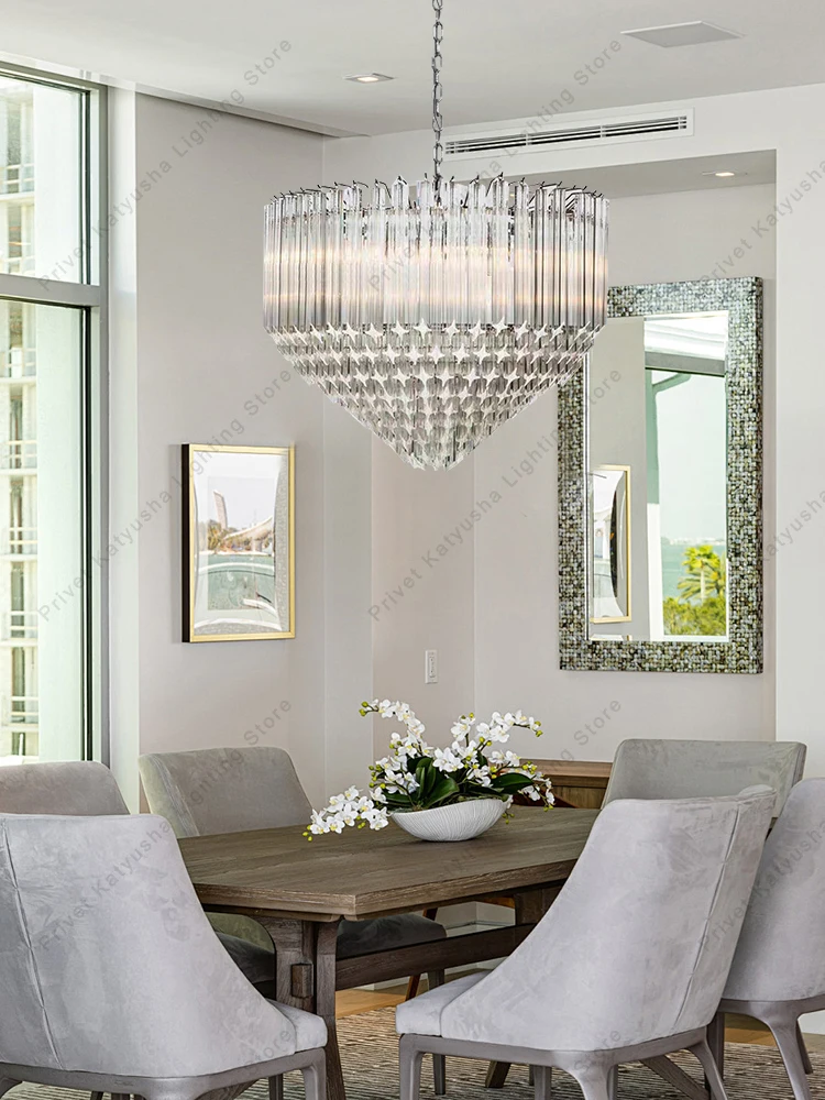 Nordic Transparent Crystal Glass Chandeliers Lighting, Decoration Villa Hotel Store Big Hanging Chandelier Amber Lustres Lampen