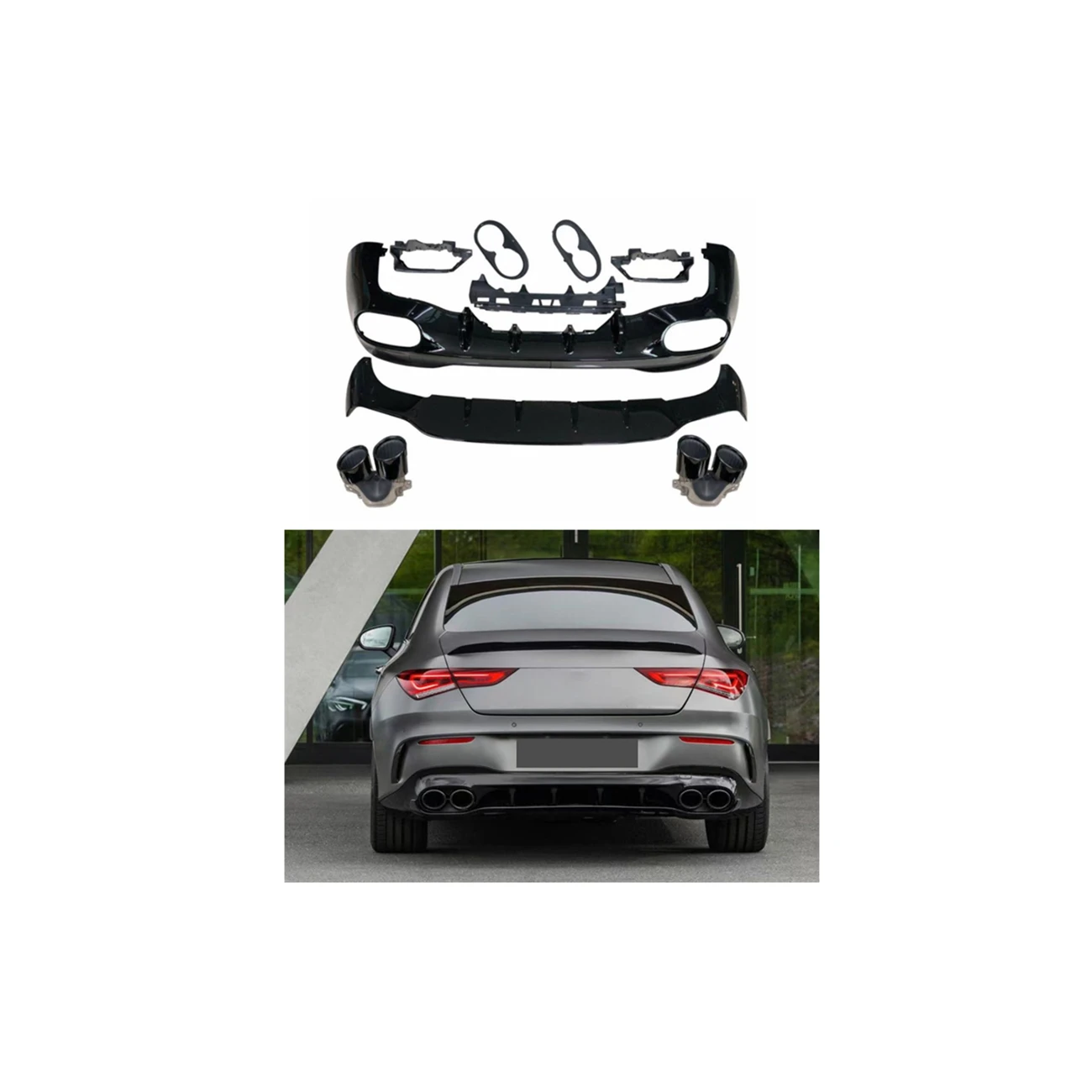 

Automotive Parts Rear Diffuser For Mercedes Benz CLA200 CLA250 CLA35 W118 Facelift CLA45 AMG Rear Bumper Lip