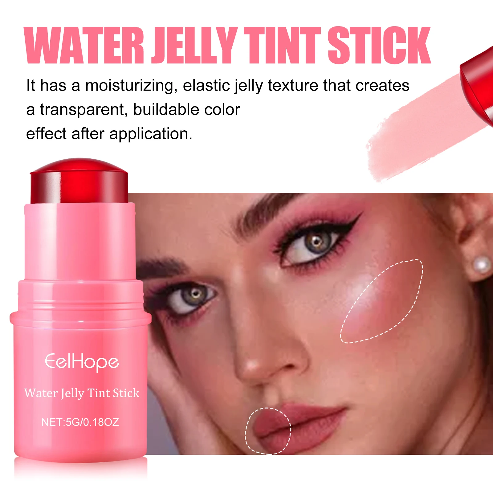 Blush vara geléia textura mesmo coloração iluminar o tom da pele decorar contornos faciais hidratação profunda refrescante brilho labial vara