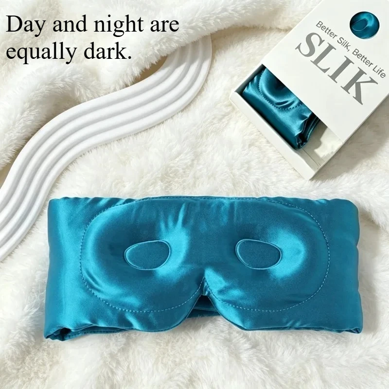 

3D Contoured 100% Mulberry Silk Sleep Mask: Light Blocking, Lash Friendly, 19 Momee Eye Mask