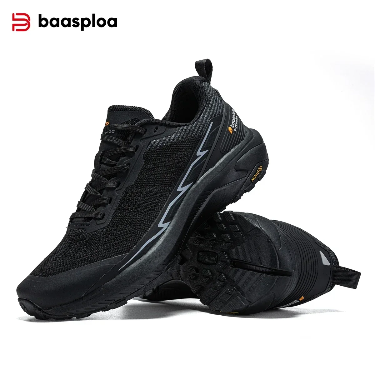 Baasploa New Hiking Shoes Men Outdoor Fashion Lightweight Mesh Lace up Sneakers Male Casual Breathable Non-Slip Wear Resistant S