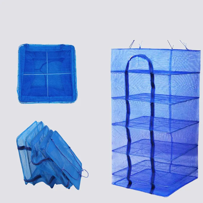 

3 Layers Nylon Drying Net Fish Net Drying Rack Hanging Anti-fly Cage for Vegetable Fruit Meat PE Dryer Net Household Fish Net