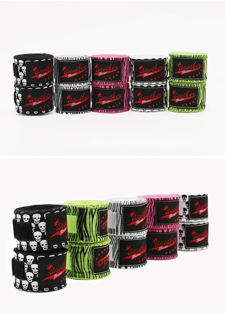 3/5M Boxtraining Bandagen Baumwolle Sport Sanda Kick Mma Handhandschuhe Wraps Gürtel Sportgurt Personalisiertes Zebra Totenkopfmuster – Detail 13