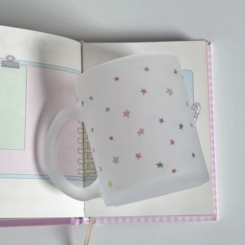Mug en verre à motif étoilé avec poignée, tasse à lait pour le petit-déjeuner, mug à café pour couple, pour la maison, la cuisine, cadeau, articles ménagers