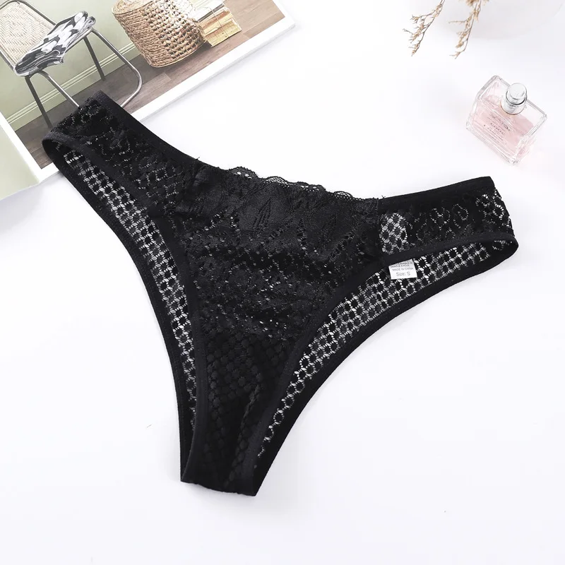 Sexy Unterwäsche für Frauen: Sexy Low-Waist-Spitzenhöschen, Tanga, G-String, atmungsaktive Lingerie, verführerische Stickerei, Intim-B.