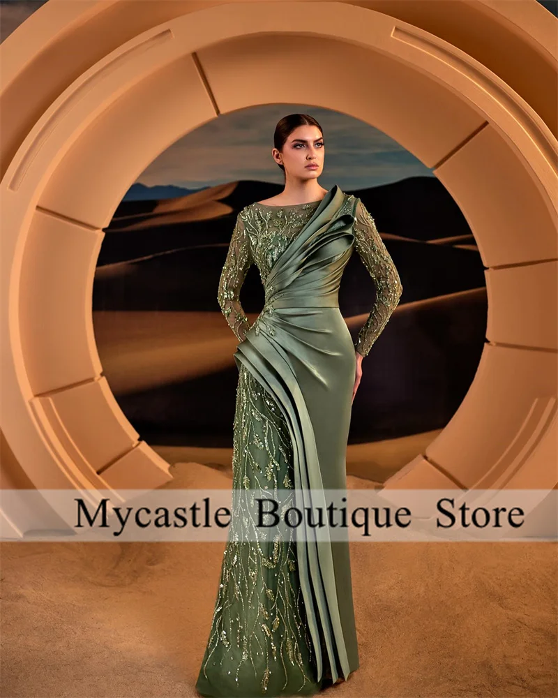 

Green Sequined Beads Long Sleeve Prom Dress 2025 For Women Saudi Arabia Mermaid Evening Dresses Formal Party Dress Customized ﻿