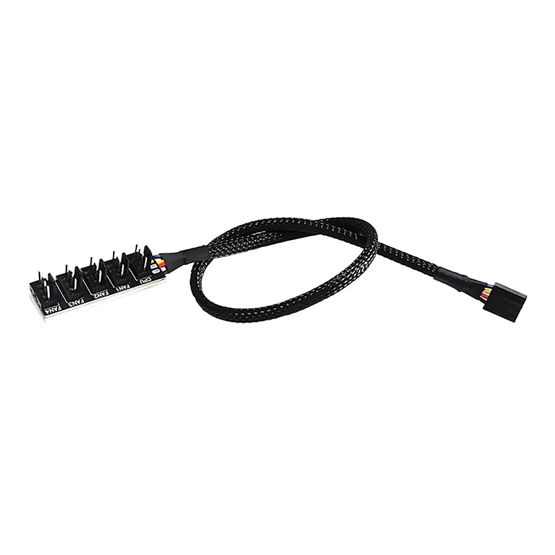 PWM Fan Hub PC CPU Cooling 4/3PIN Fan Power Cable Hub Adapter Sleeved Case Splitter For Computer Cooler Case Fans 1 To 5(40cm)