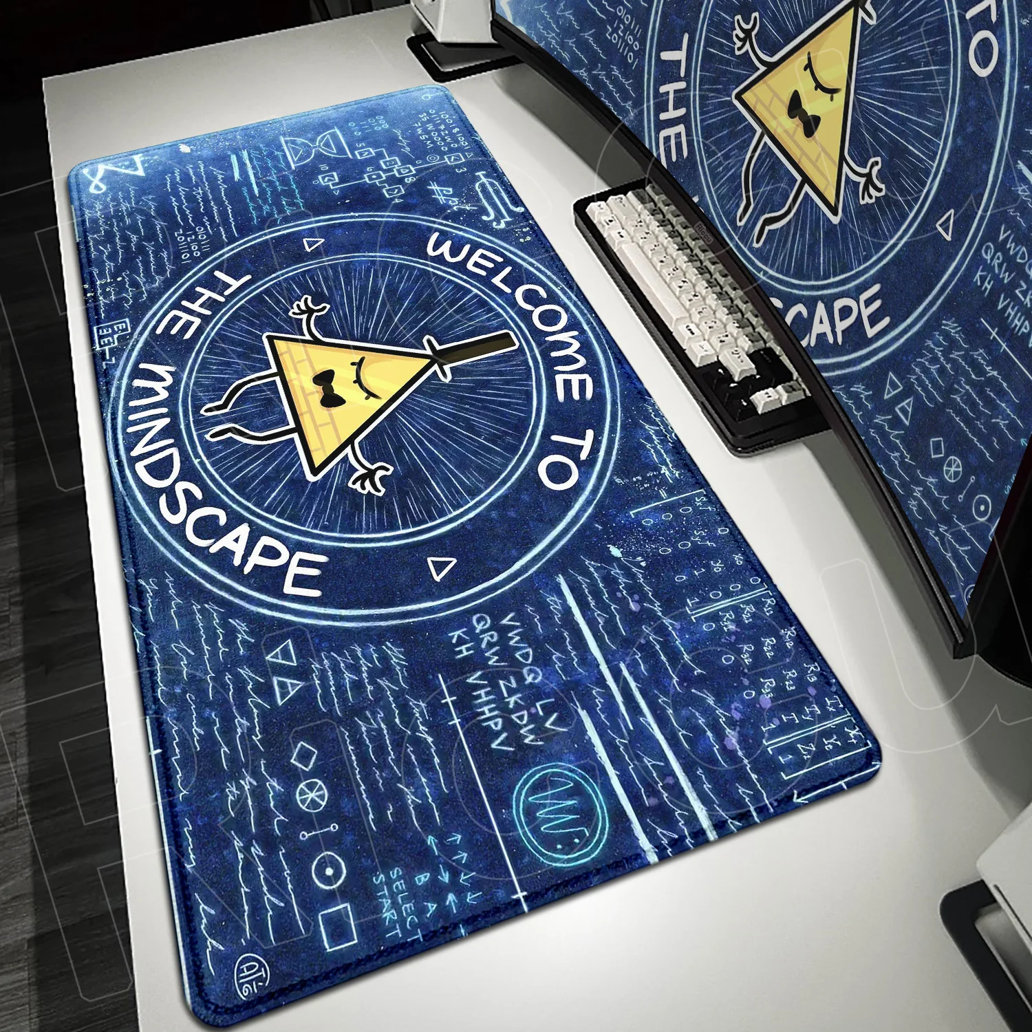 Large New Bill Cipher Mousepad XXL Gaming Natural Rubber Deskmat Art Aesthetics XL Non-Slip Soft Computer Gravity Fall Table Pad