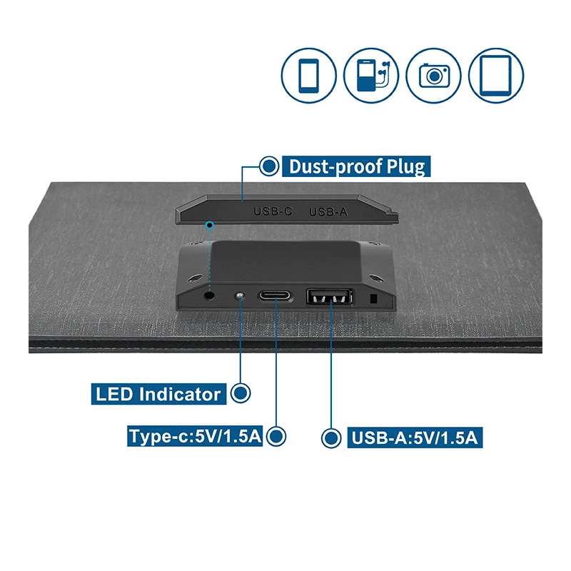 Panel Surya Lipat ETFE 10W 5V Bank Tenaga Surya Portabel dengan Output USB Tipe C untuk Ponsel Darurat Mendaki Berkemah Luar Ruangan
