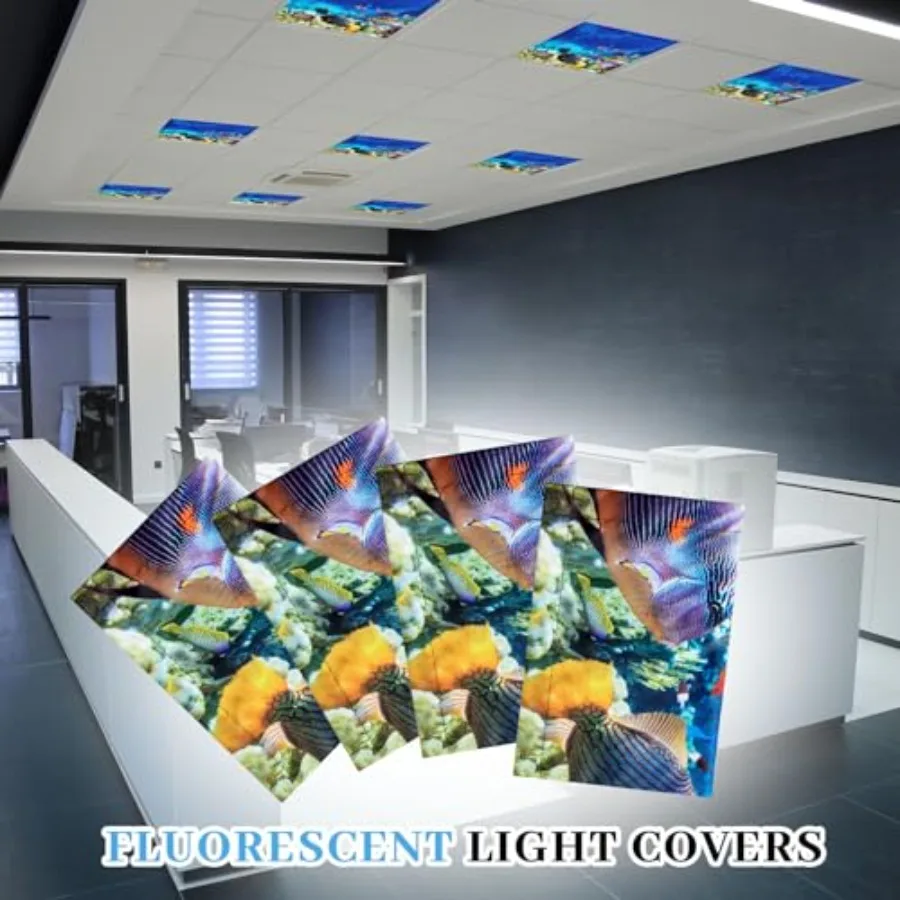4 Pcs 2 x 2 Feet Fluorescent Light Covers for Ceiling Lights Classroom Magnetic Light Filters for Reducing Harsh Glare Flicker view 6
