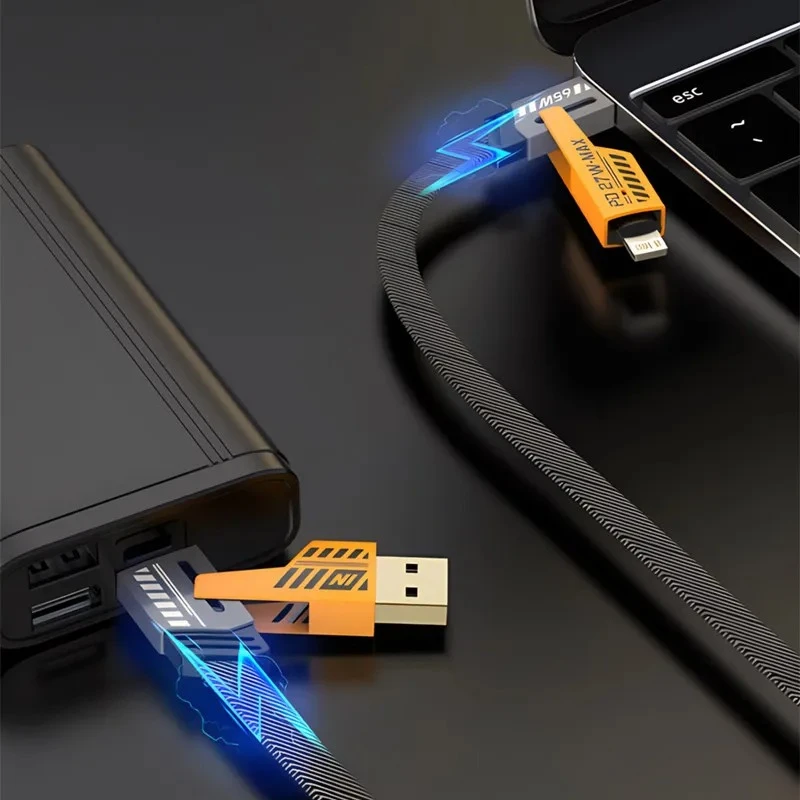 4 In 1 USB Charging Cable For Mobile Phone Tablet Multi Port Connection Cord Practical Daily Use Accessory