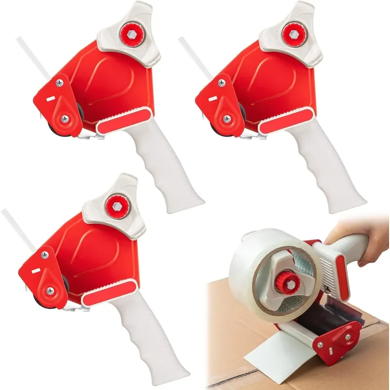 For 2 Inch Wide Red Tape Dispenser Heavy Duty Packaging Tape Cutter Large Express Shipping Box Sealing Tool Warehouse