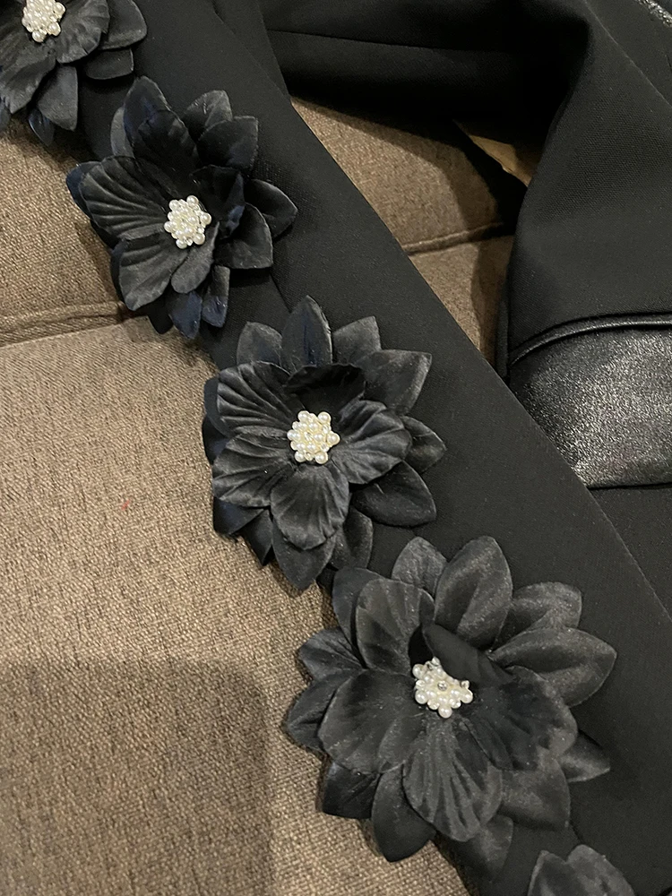 

New Faion High-End Women's Suit Set with Decorative Flowers Par Dr And Pants Two-Piece Set Ele And Sli