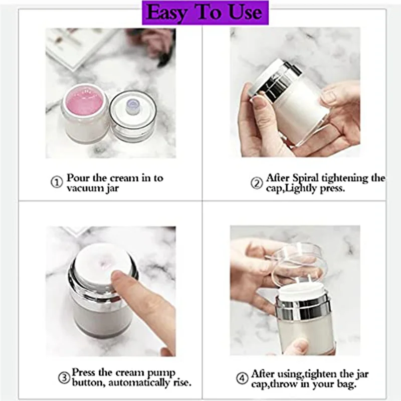 Versatile Travel Lotion Containers, Refillable Pump Jars Made Of Acrylic For Thick Moisturizer.