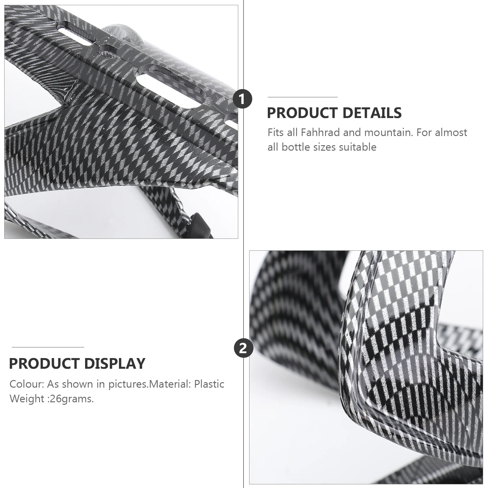 

Bike Bottle Holders Plastic Carbon Fiber Look Drink Holder Suitable for Mountain and Road Bikes Fits Most Bottles Diameter Up to