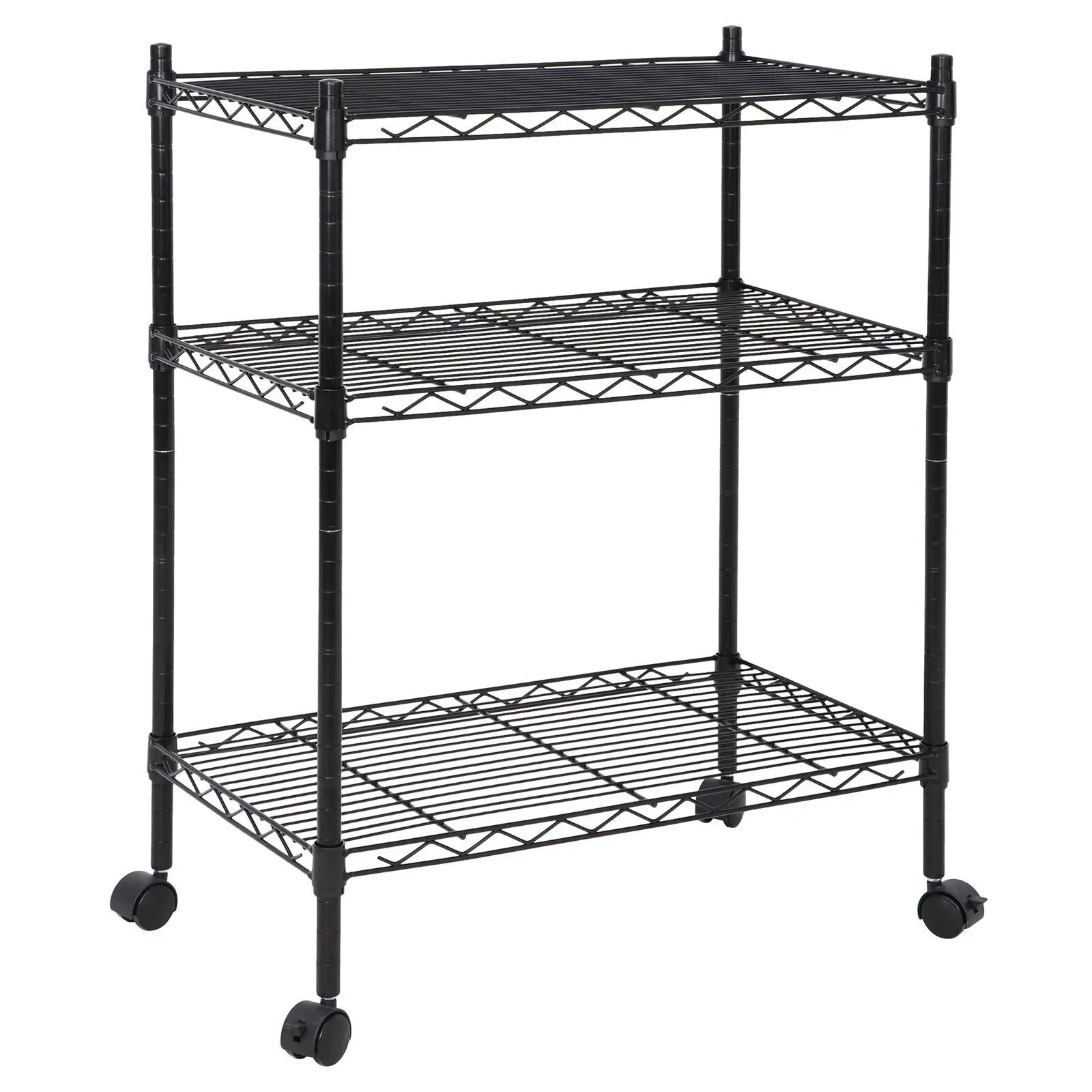 

3-wheel tire wire frame unit shelf rolling kitchen cart
