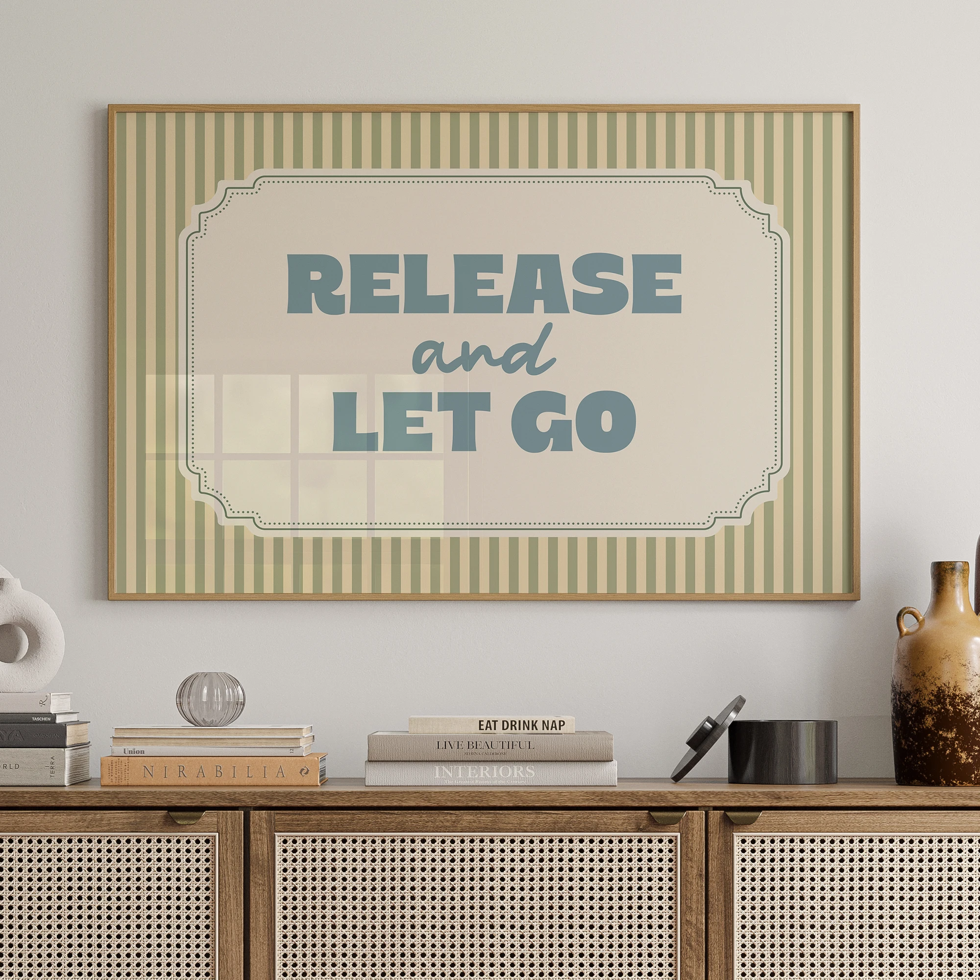 Modern Light Green Release And Let Go Quotes Wall Art Print Canvas Painting Poster Picture For Living Room,Bedroom Home Decor
