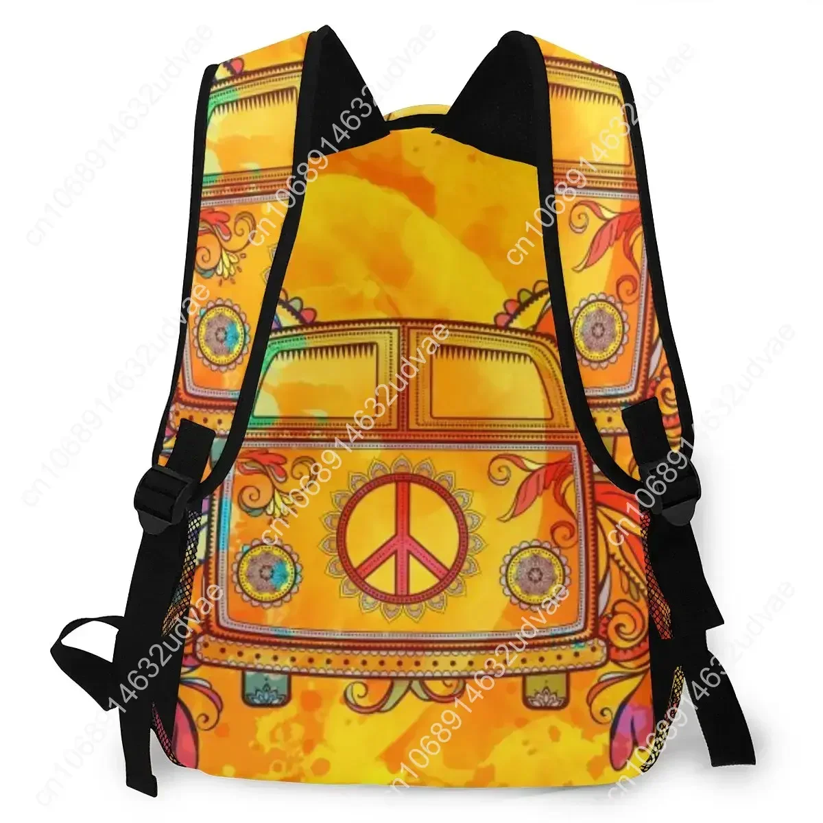Plecak Damski Torba na Ramię Hippie Samochód Mini Van Retro Lata 60. Miłość Moda Torba Szkolna Dla Nastolatek Plecaki Torba Podróżna