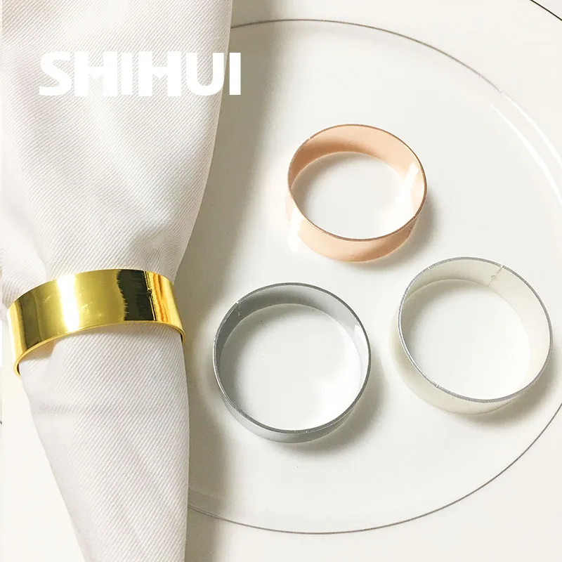 

Napkin Rings Holders New Simple Gold Sliver Circle Buckle Novelties Becket For Hotel Wedding Party Event Dining Table Decoration