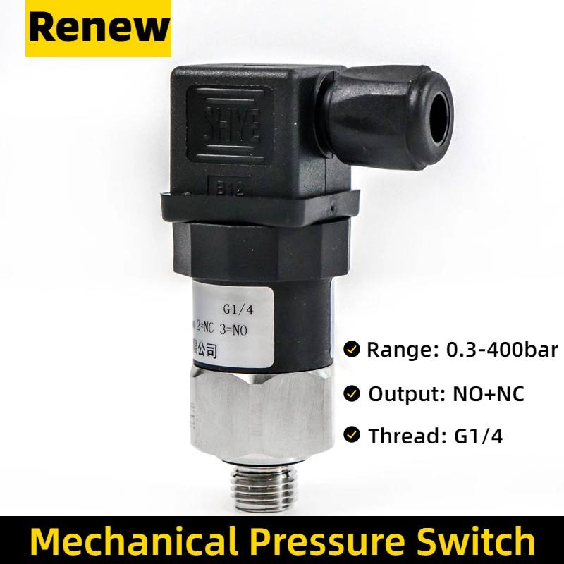 Mechanical High Pressure 40mpa Adjustable Hydraulic Water Oil Pressure Switch 400bar Water Pump Oil Pressure Control Switch