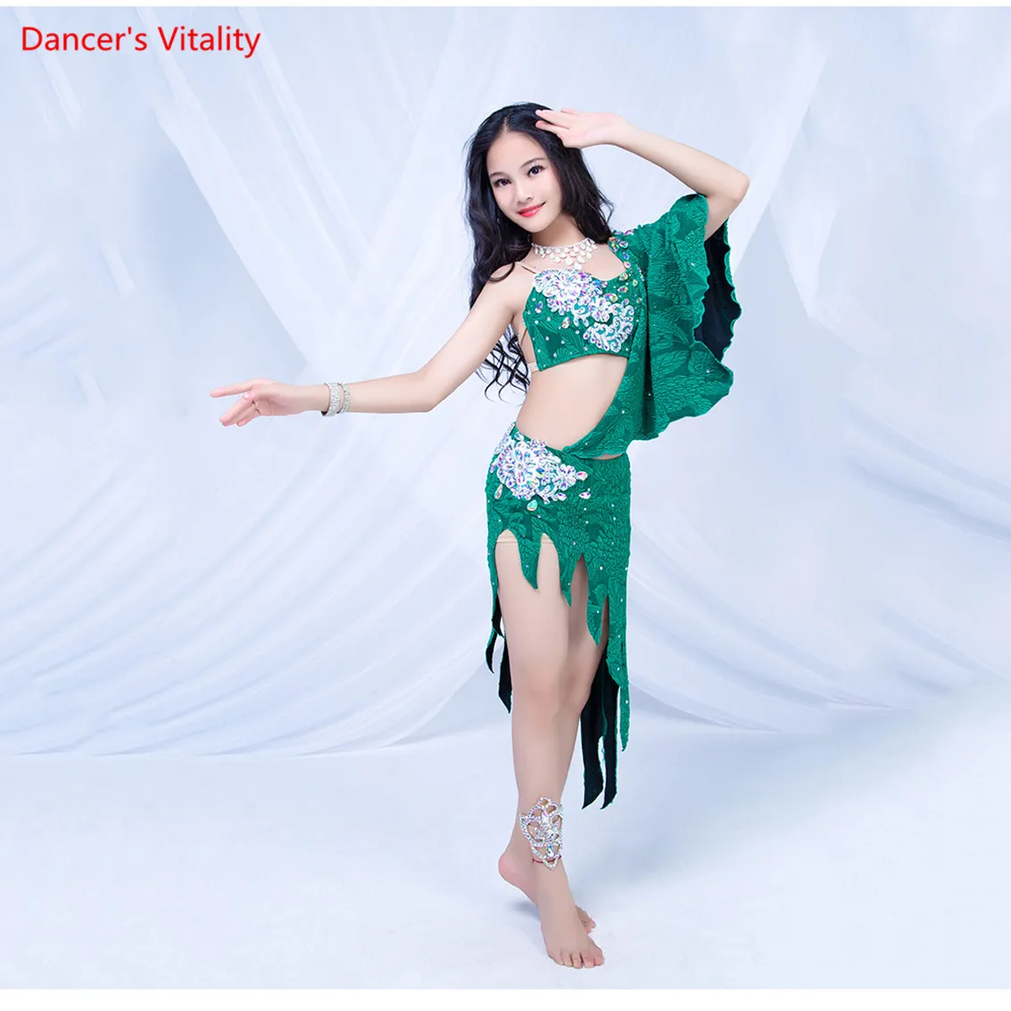 Girl Bellydance Performance Show Costume Children Oriental Dance Skirt Bra 2 Piece Set Bra+Skirt(With Underpants )Free Delivery