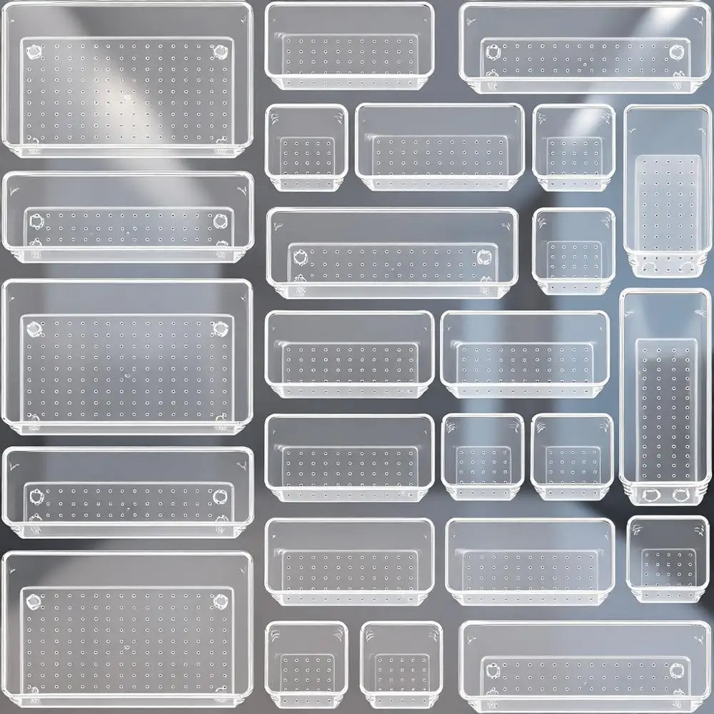 

Набор органайзеров для прозрачных пластиковых ящиков, контейнеры для хранения макияжа, кухонной утвари, офисных принадлежностей и многого другого