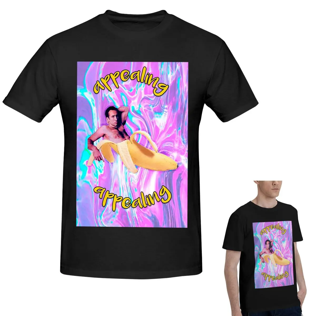 

100% Cotton Nicholas Cage Banana Appealing T-Shirt Men's Fashion Oversized T Shirt Men Round Neck Summer Shirts Tops S-6XL