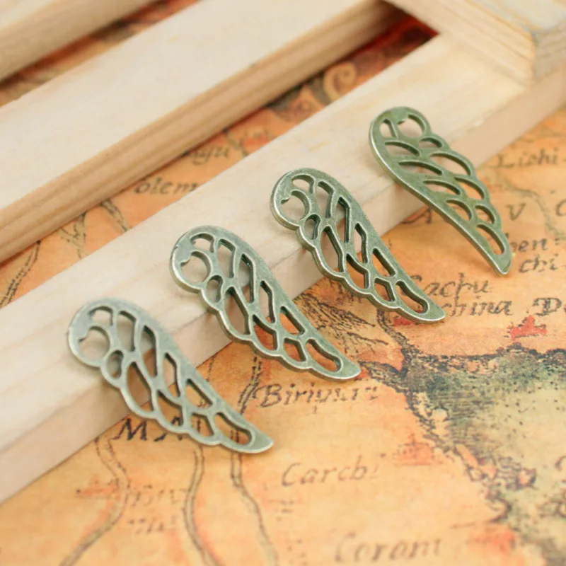 سحر معدني مصنوع يدويًا من Zakka ، قلب ريش ، موصل شارب الحب ، موصل برونزي عتيق ، مجوهرات ذاتية الصنع ، إكسسوارات حرفية ، بيع بالجملة