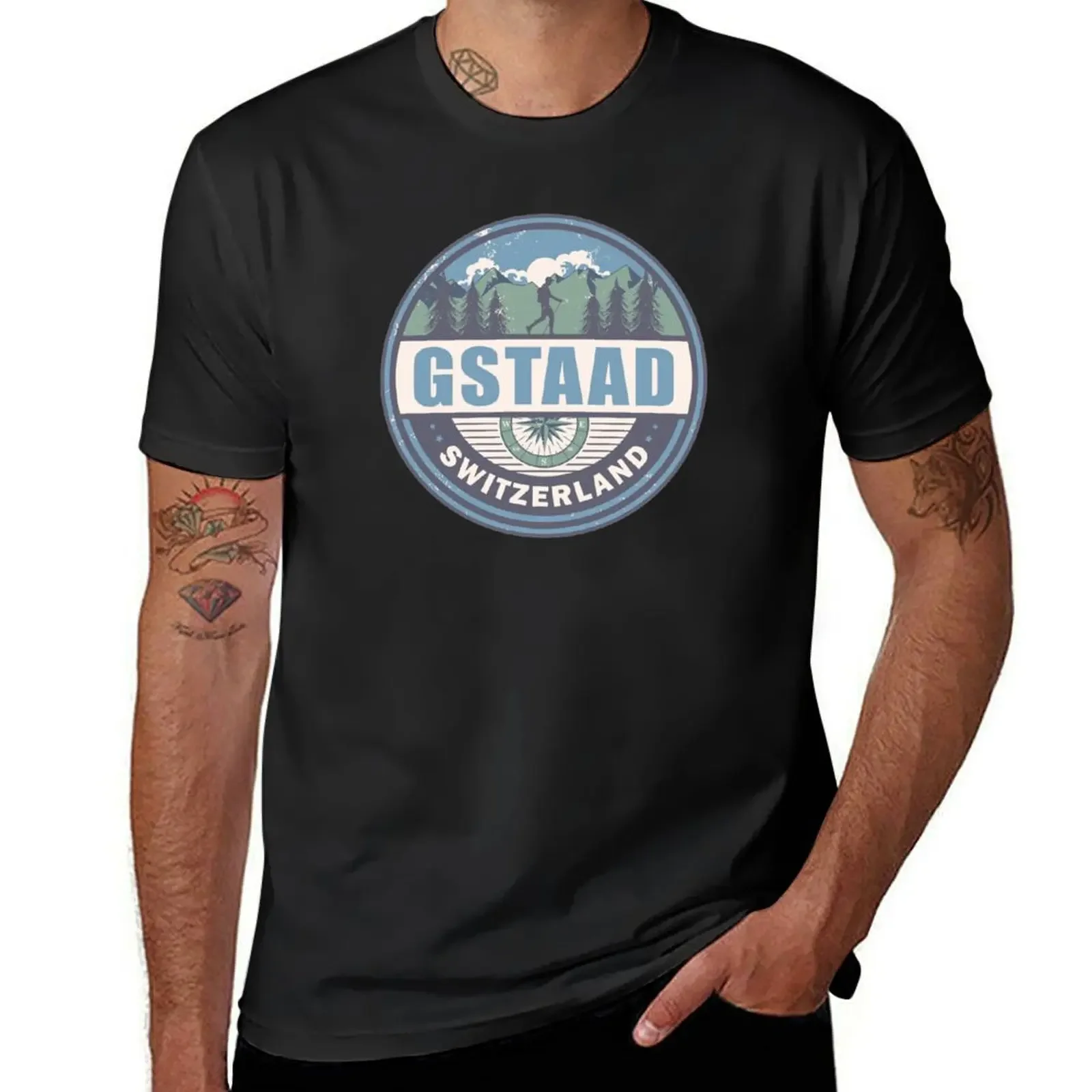 Gstaad Switzerland Swiss Alps Vintage Hiking Design T-Shirt tees man clothes vintage clothes customizeds tee shirts for men