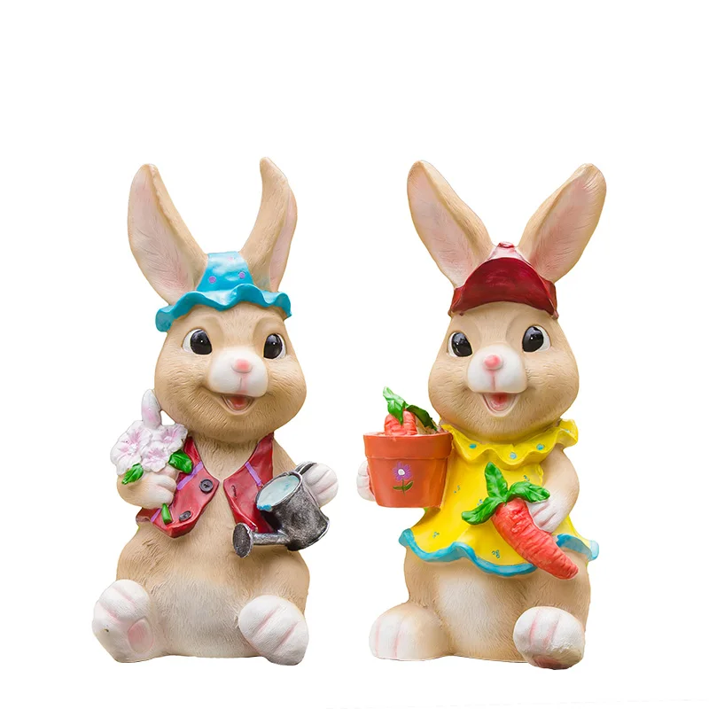 

Courtyard Decoration Small Yard Decoration Gardening Ornaments Creative Outdoor Resin Cartoon Rabbit Decoration Decor