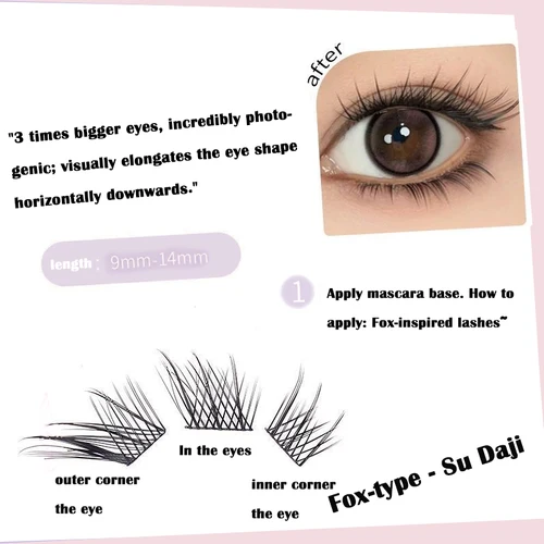 Imagen 2 del producto Pestañas individuales de visón de 10 filas, 1/caja, 60 mechones, extensión de pestañas naturales, pestañas rusas 3D, grupo de pestañas con efecto de ojo de zorro, maquillaje