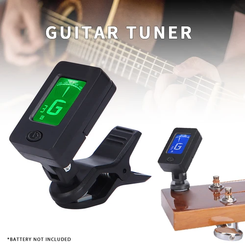 Imagen 2 del producto Afinador de guitarra cromática Digital, sintonizador eléctrico con Clip, pantalla LCD, sintonizador de luz para guitarra acústica y eléctrica, bajo, violín, ukelele