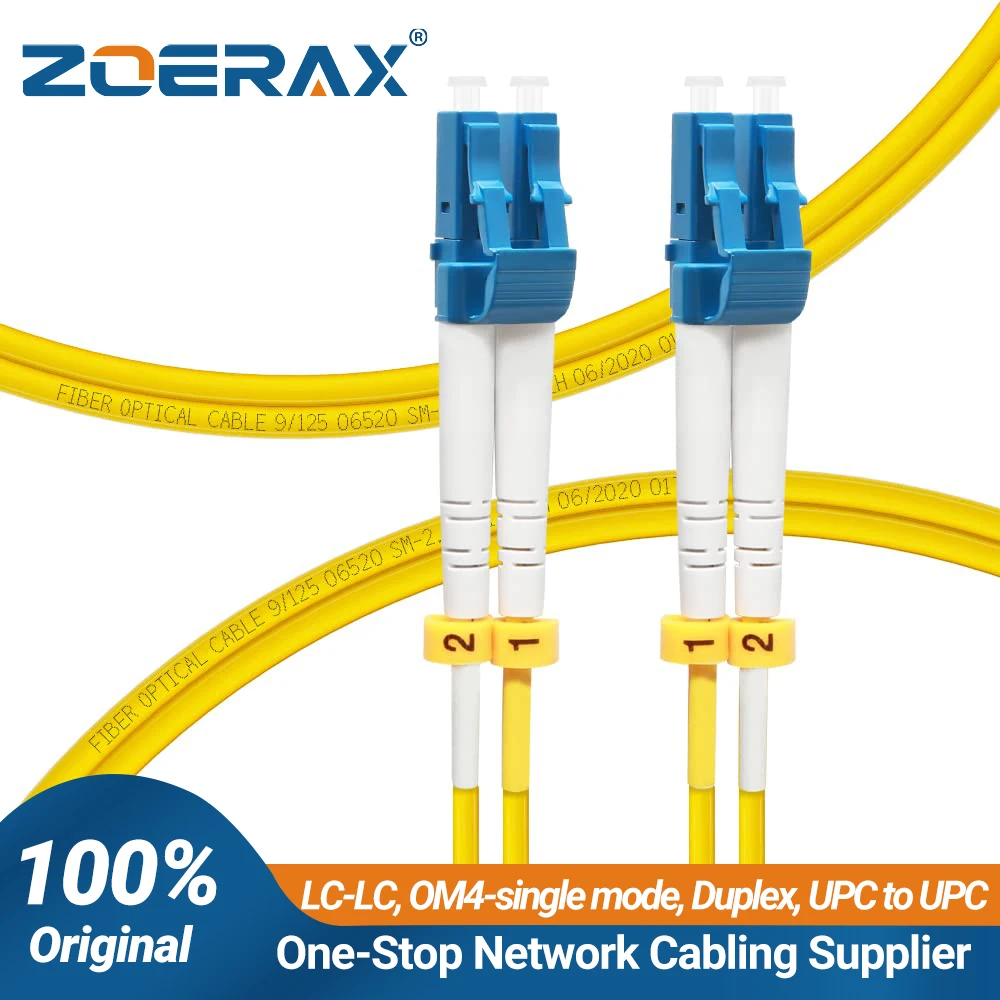 ZoeRax 1PCS OS2 LC-LC Duplex Single Mode Fiber Optic Patch Cable 1G/10G Fiber Optic Cord 9/125µm SMF 2.0mm Fiber Cable Jumper