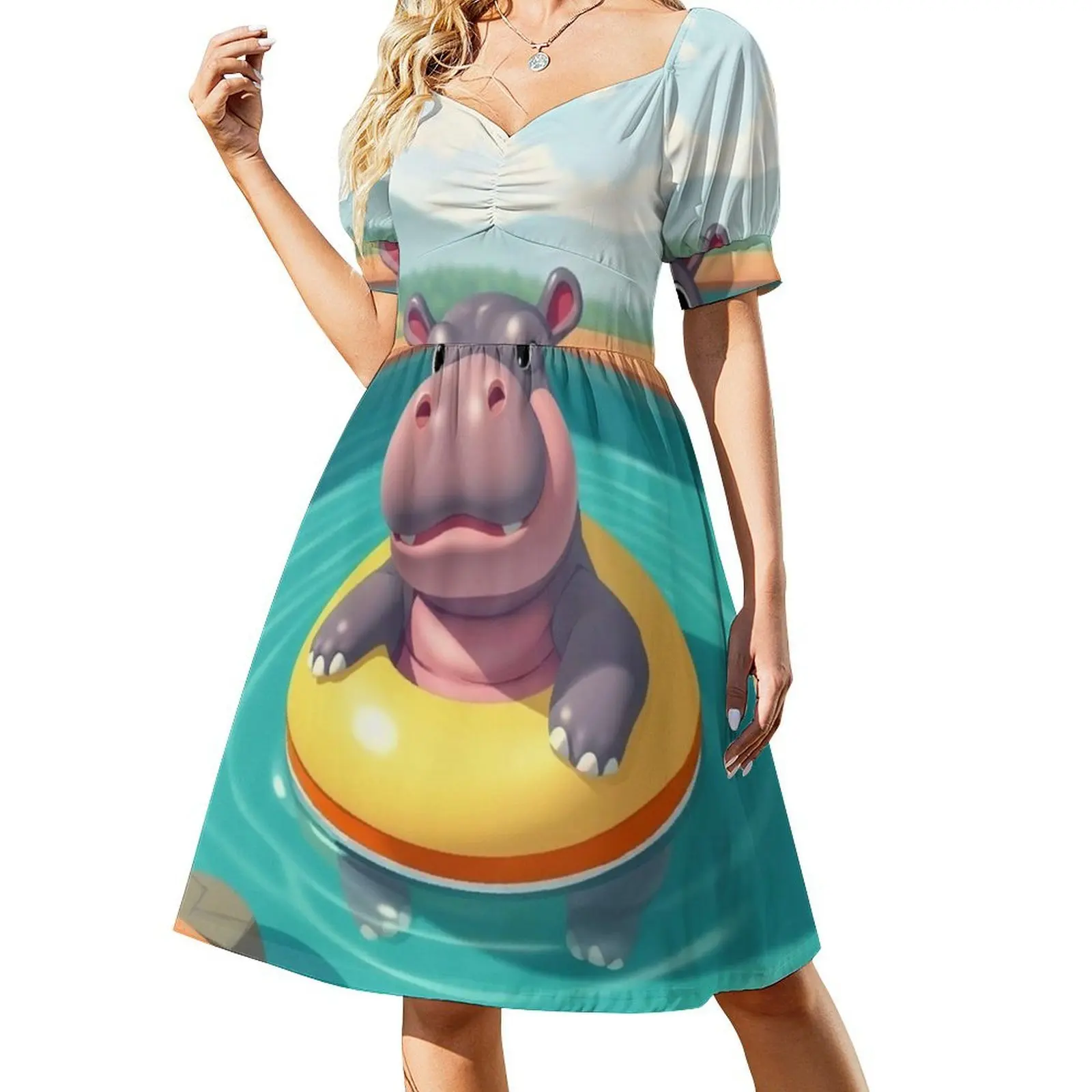 Женское элегантное праздничное платье Chilling Hippo, платье трапециевидной формы с короткими/длинными/без рукавов, Hippos Baby Hippo Kawaii Hippo