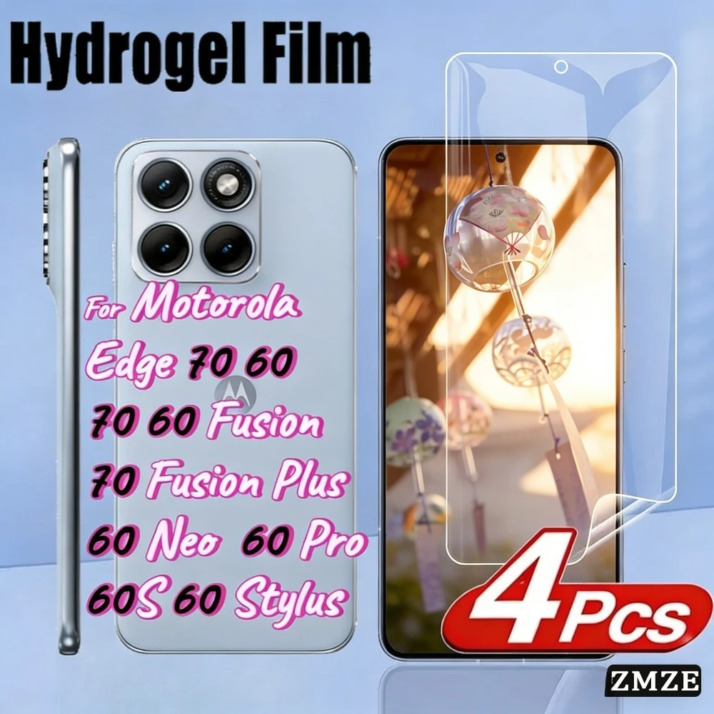 

4 шт. гидрогелевая пленка для Motorola Edge 60 70 Fusion + глянцевая защитная пленка для экрана Motorola Edge 60S 60 Stylus 60 Neo 60Pro