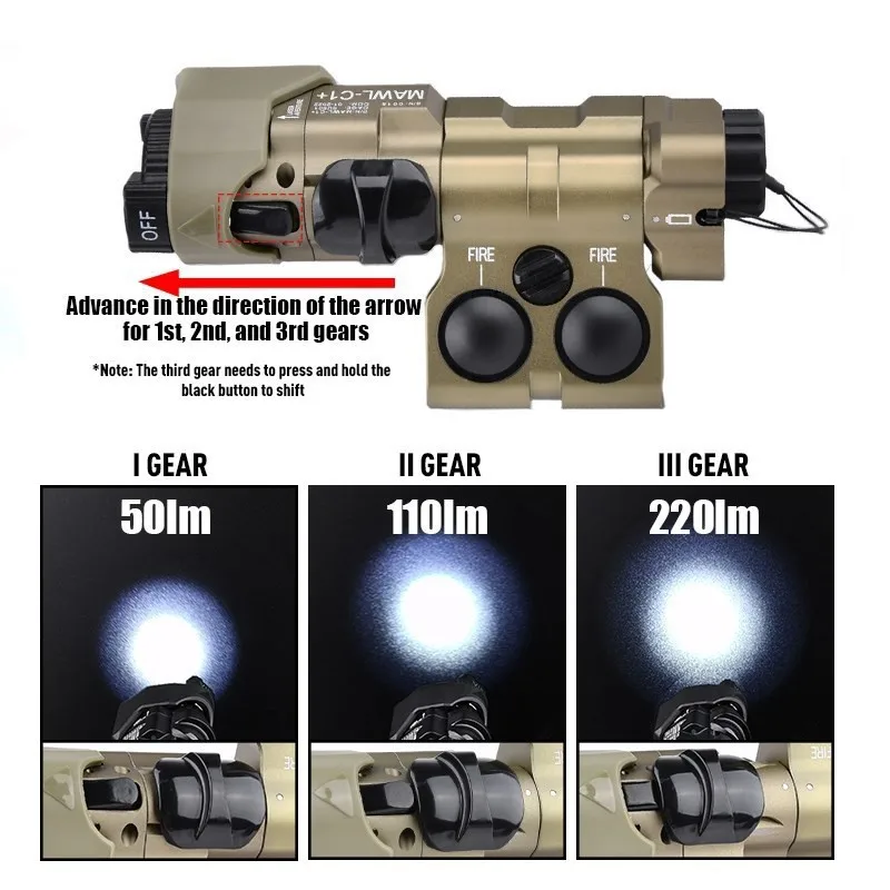 New Upgraded MAWL-C1 Tactical Airsoft All Metal CNC Aiming MAWL Red Dot Green Blue IR Laser Sight IR Illumination Weapon Light