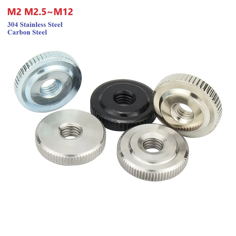 GB807 탄소강 304 스테인리스 스틸 널링 썸 너트 수동 조임 너트 M2 M2.5 M3 M4 M5 M6 M8 M10 M12