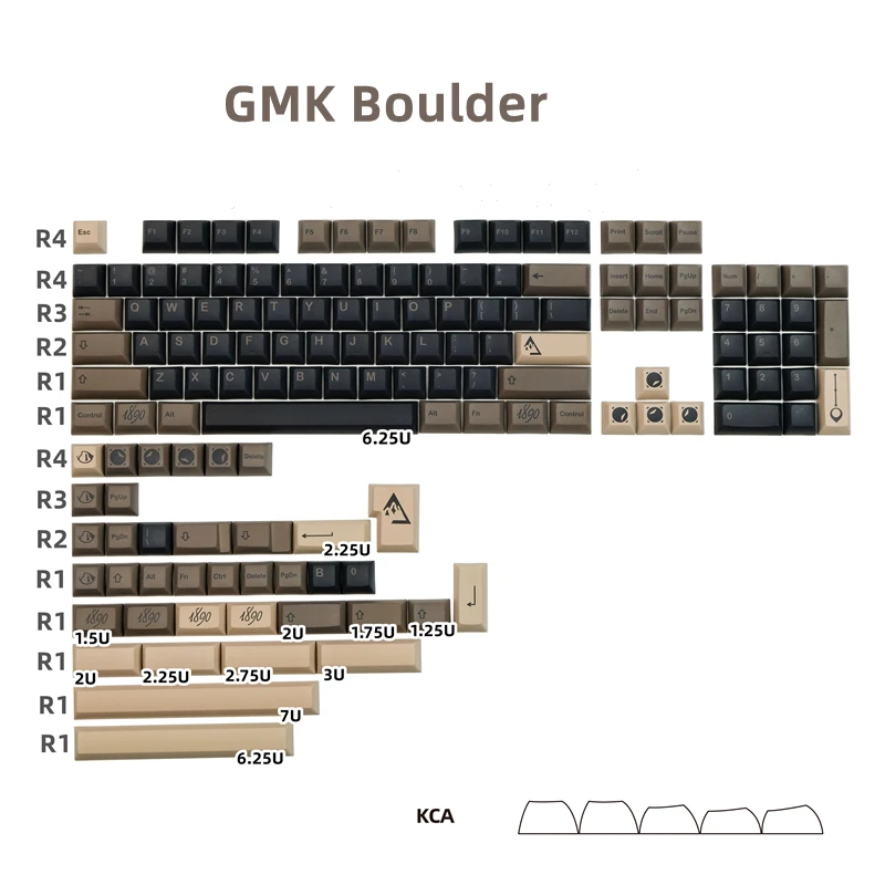 

140 Keys/set GMK Boulder Keycaps PBT Dye Subbed Key Caps KCA Profile Keycap For Keychron Q1 Q2 K2 65% 75% Anne GH60 GK64 Poker