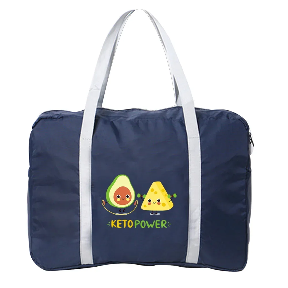 Boston Bags-Bolsa de equipaje de viaje, bolsas de viaje plegables, paquete de nailon, almacenamiento impermeable, paquete de ropa, organizador, Serie de impresión de aguacate