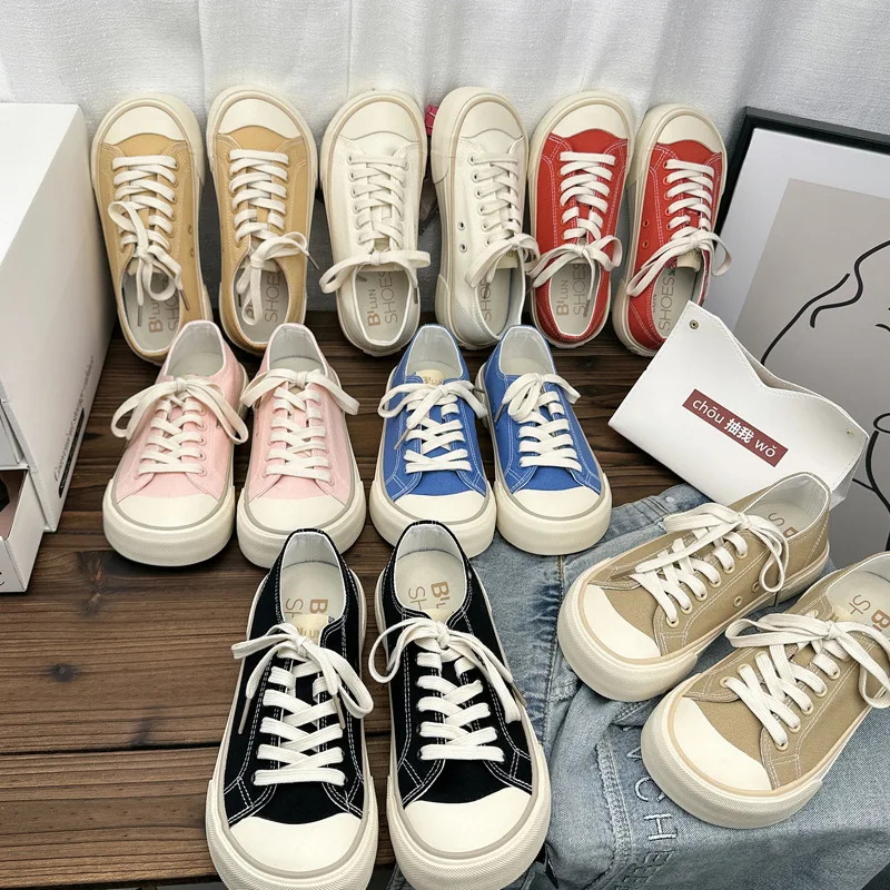 

Thick Sole Canvas Shoes Spring Round Toe 2026 New Style Board Shoes Open Smile Versatile Casual Canvas Shoes Unisex
