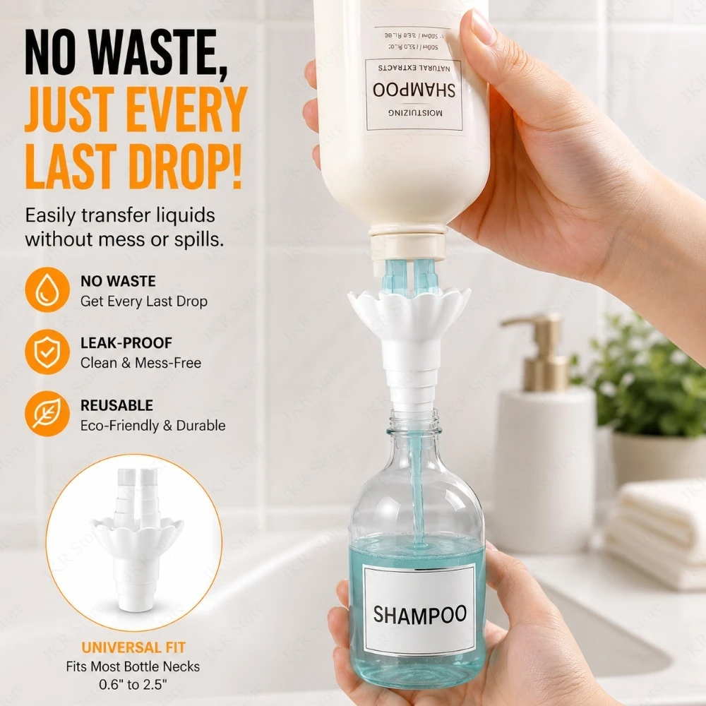 

Bathroom Soap Dispenser Refill Tool No wasteful soap dispenser funnel, Compatible with Glass and Plastic Bottles for Daily Use