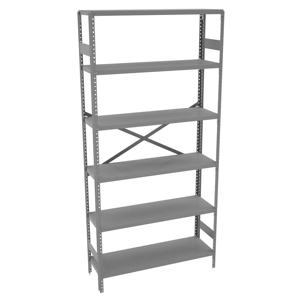 6-Shelf Commercial Display Rack, 250 lbs Capacity, 36x75x12, Medium Grey