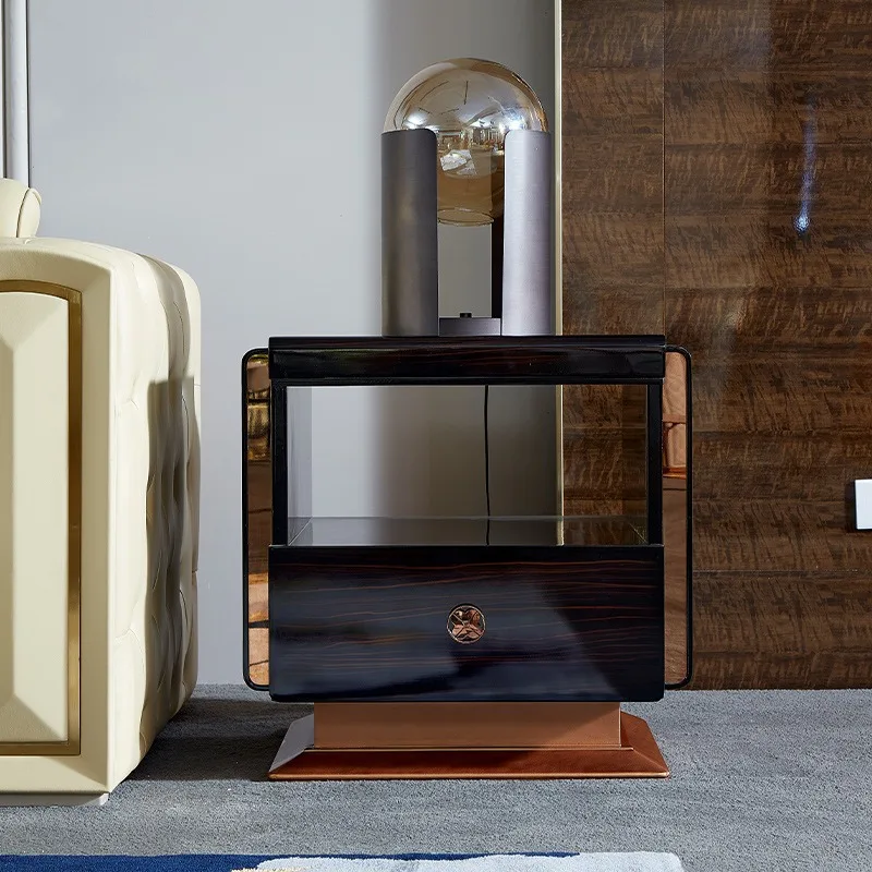 Postmodern light luxury edge table, villa luxury living room sofa corner table creative storage small coffee table Italian