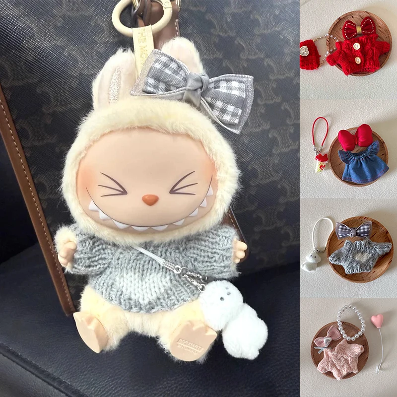 

17cm labubu clothes outfit Plush doll clothes Macaron Cute Clothing DIY Kid Gift Dog Clothes Hair accessories v1 v2 new clothes