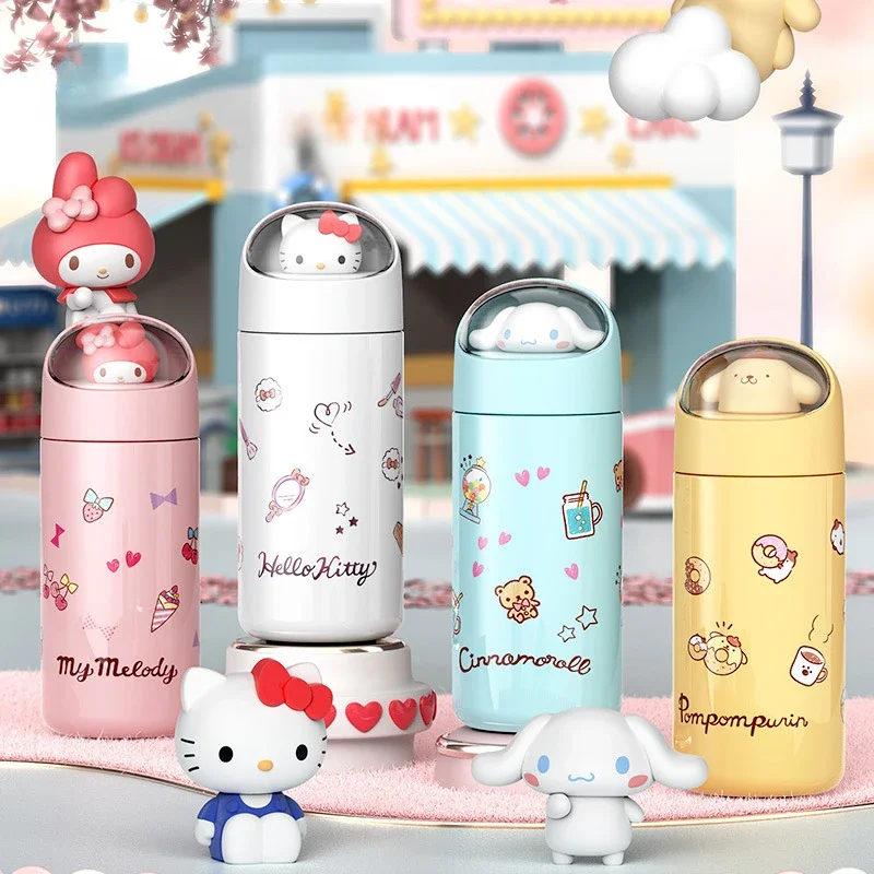 

350ml Sanrio Hello Kitty Stainless Steel 316 Thermos Kawaii Kuromi Cinnamoroll Melody Kids Thermos Water Bottle Cup