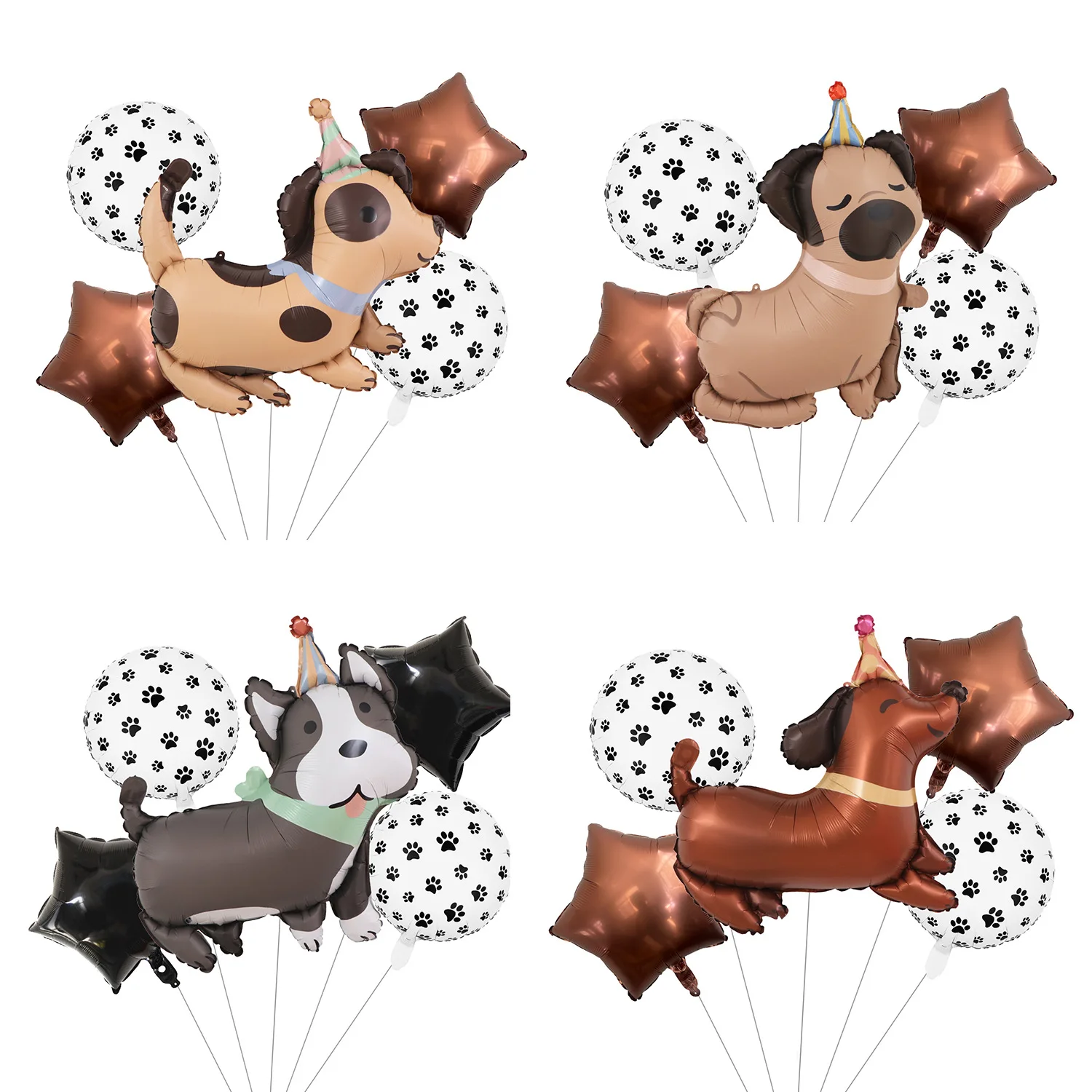 Cartoon-Tier-Haustier-Hunde-Ballon-Set in Welpenform, Partydekorationen für Kindergeburtstage, Haustierfeiern und Spaß zu Hause