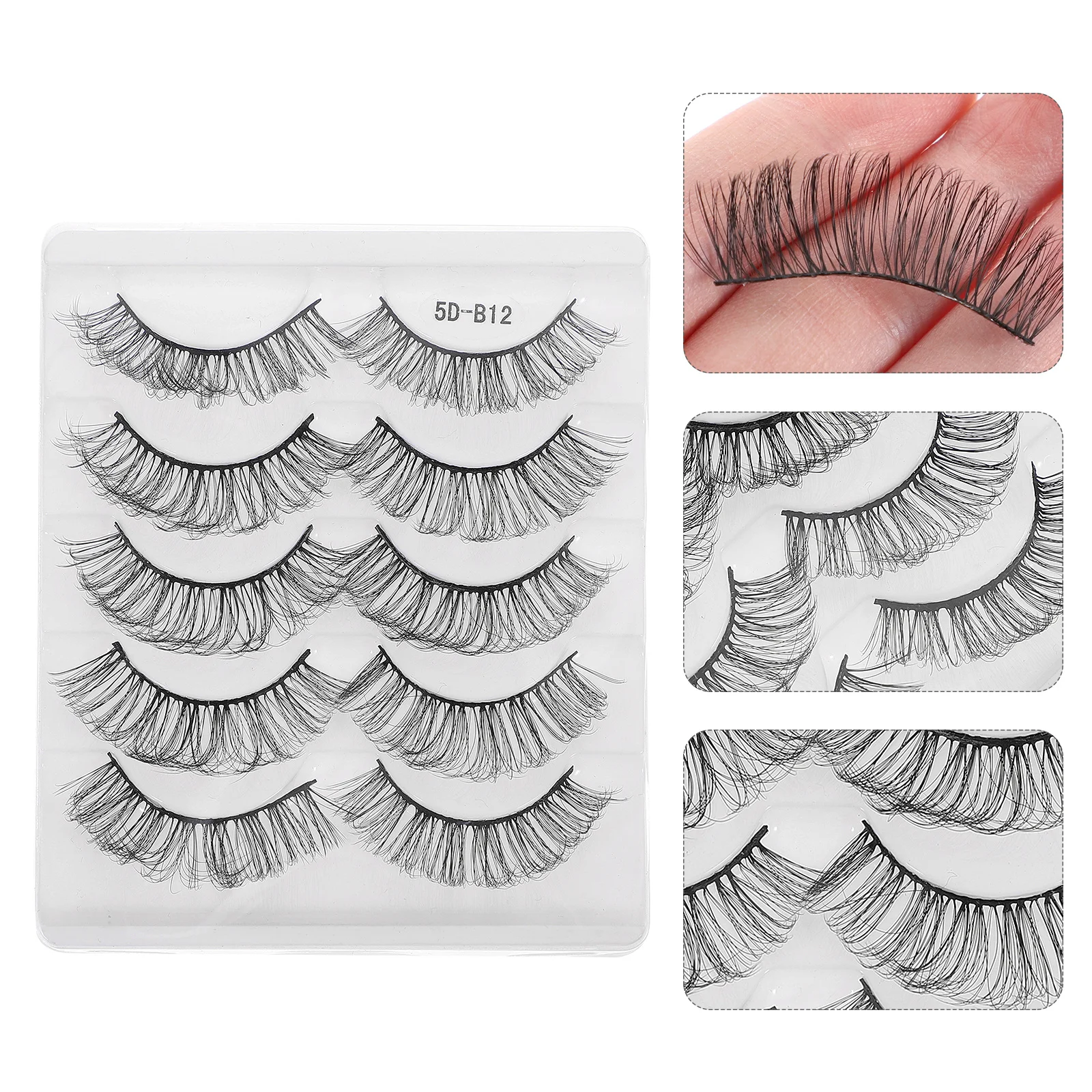 

5Pairs Women False Eyelashes 18Mm Dramatic Curved Lash Enhancements Reusable Lightweight for Makeup Look