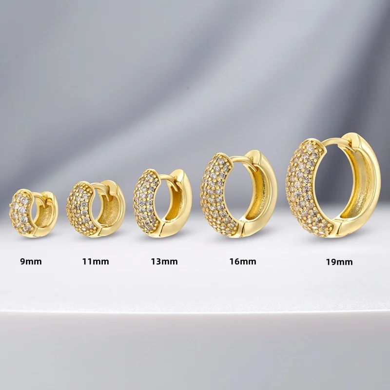 Pendientes Huggie chapados en oro nuevo con circonita CZ, aros finos para las orejas, pendiente de cartílago para mujer, pendiente redondo minimalista, joyería Piercing