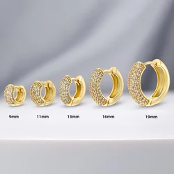 New Gold Plated Huggie Earrings with CZ Zircon Thin Ear Hoops Cartilage Earring for Women Round Minimal Earring Piercing Jewelry